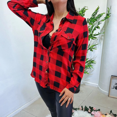 Blusa Camisa Tops Mujer  Manga Larga Botones