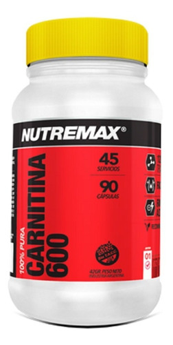 Nutremax Carnitina 600 Quemador Grasas Fat Burner 90 Caps