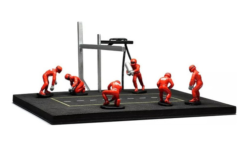 1:43 Pitstop Mechanic Set With 6 Figures+post And Cables 