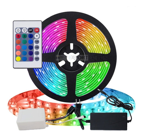 Tira Led 5050 Luces Rgb Kit Completo Control Fuente Receptor