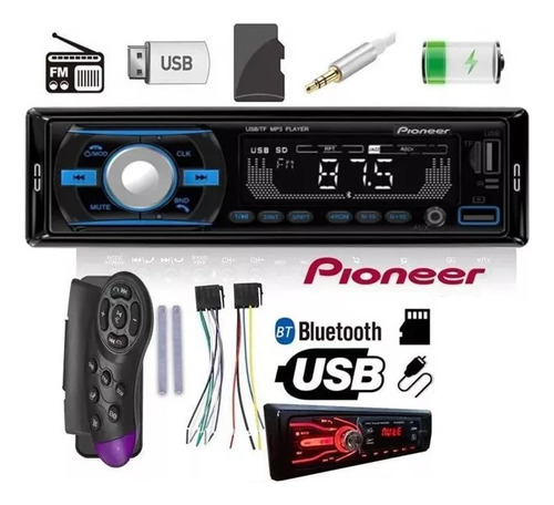 Reproductor Pioneer De Carro Usb Aux Radio Control Bluetooth