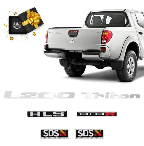 Kit Adesivos L200 Triton Hls 2013 Di-dh Sds Emblema Resinado