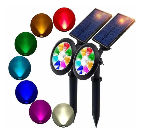 Lampara Exterior Reflector Led Panel Solar 7 Colores