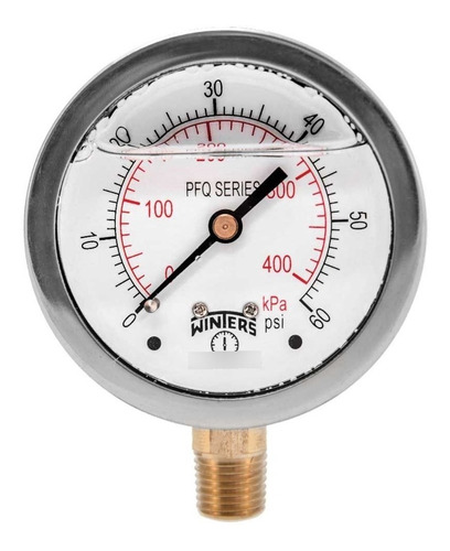 Manometro Con Glicerina 1/4 Npt 0/60 Psi/bar Winters Pfq803