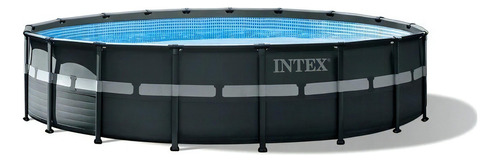 Alberca estructural redondo Intex 26329 con capacidad de 26423 litros de 5.49m de diámetro gris oscuro diseño azulejos/grafito