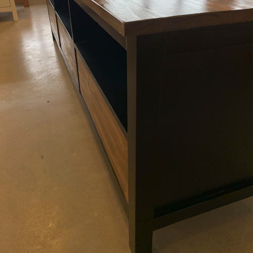 Mesa Rack De Tv Madera Pintada Con Cajones Y Estantes Negro