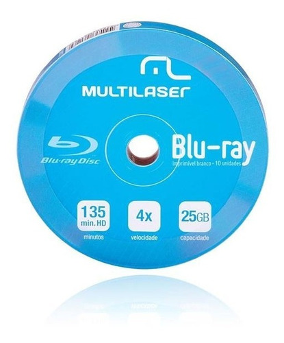 10 Midia Virgem Bd-r Bluray Multilaser Printable 25gb 135min