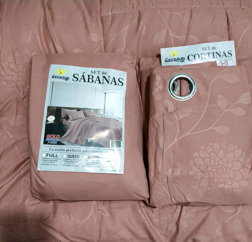 Acolchado De 7 Piezas Con Corderito 2 1/2 Plazas Goldsun Rosa Viejo