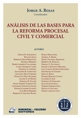 Análisis De Las Bases Para La Reforma Procesal Civil Y Comercial, De Rojas, Jorge A. (coordinador). En Español