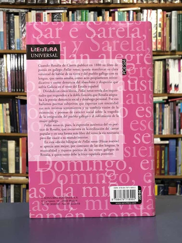Follas Novas - Rosalía De Castro - Servilibro - Bilingüe