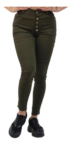 Pantalón Leggins Mujer Tipo Jeans Elásticados Color Verde