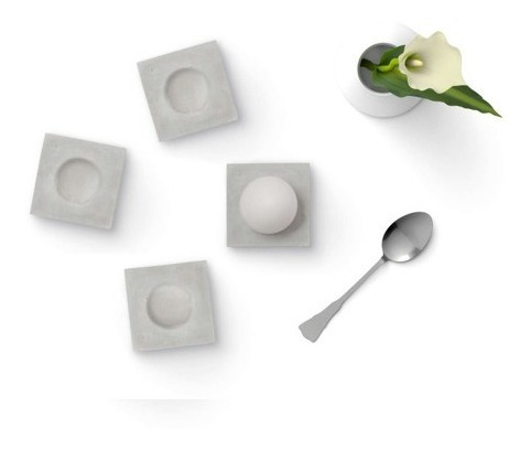 Imagen 5 de 6 de Posa Huevos X 4 Formas Geometricas Cemento Minimalista