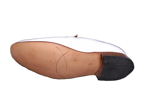 Imagen 5 de 7 de Zapato Escarpín Blanco Cuero Mocasín Hombre Unico
