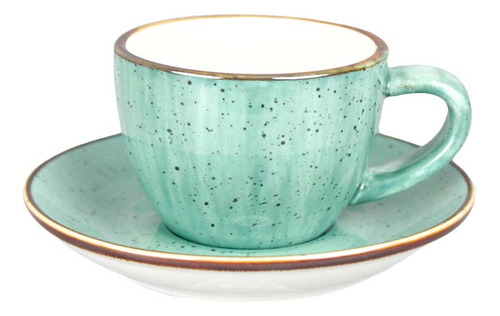 4 Tazas Con Platos De Porcelana Espresso 100 Ml Coup Color Verde claro