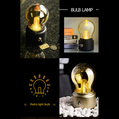 Lámpara De Escritorio Led Vintage: Luz Nocturna Retro Con Vi