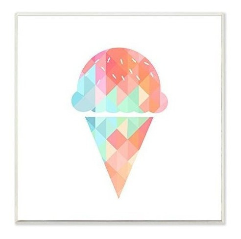 Stupell Home Decor Graphic Rainbow Ice Cream Cono Wall Plaqu