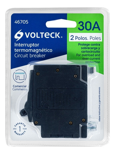 Interruptor Termomagnético 2 Polos 30 A. Volteck