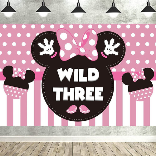 Letdec 7x5 Ft Minnie 3rd Birthday Photography Backdrop Minni