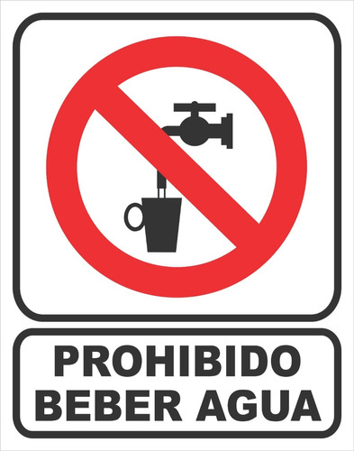 Cartel Prohibido Beber Agua 22x28 Cm 