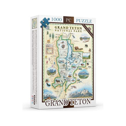 Grand Teton National Park Map Cardboard Jigsaw Puzzle - 1000