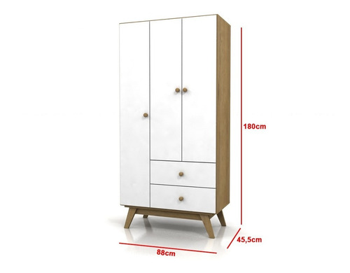 Imagen 3 de 10 de Ropero Muebles Placard 3 Puertas Roble Miel Con 2 Cajones