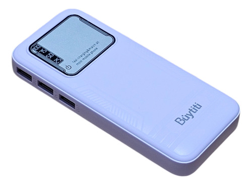 Power Bank 20 000 Mah, 3 Puertos Usb De Carga, Linterna Color Lila