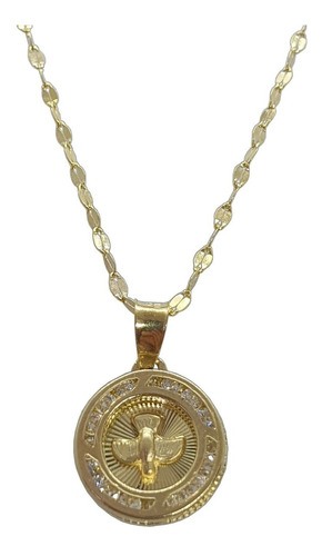 Medalla Del Espíritu Santo Bautizo Con Cadena Oro 10k