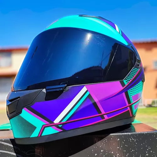 Casco Moto Mujer Integral Cerrado Certificado Morado Trayz