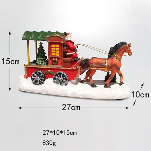 Papai Noel De 11 Polegadas Com Carruagem Puxada A Cavalo