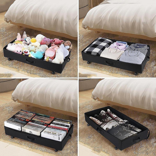 Cajas De Almacenamiento Debajo De La Cama Con Ruedas Y Tapa,