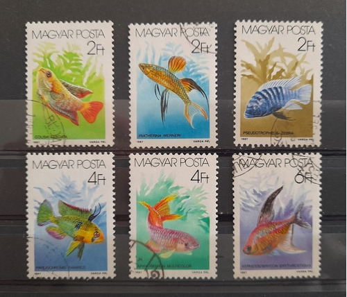 Estampillas Hungria, Animales, Peces, Fauna, S/c 1987