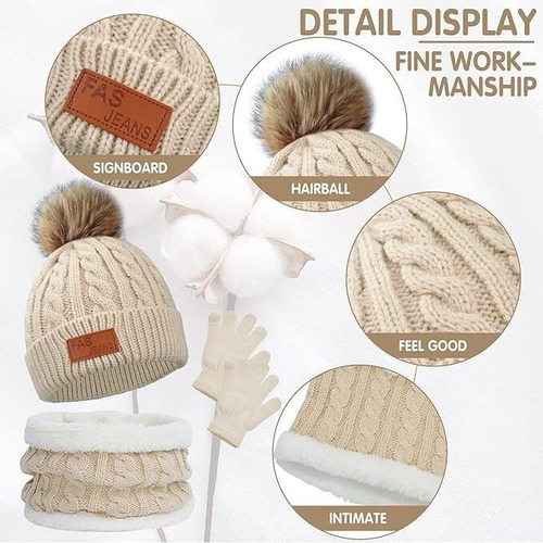Conjunto Gorro Para Niños,gorro Punto De Invierno Calentador