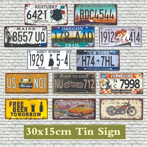 Imagen 2 de 9 de 20 Placas De Metal Vintage Retro Decorativas Antiguas 30x15
