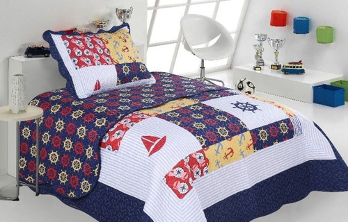 Kit Colcha Solteiro Infantil Patchwork Kids Sultan - 2 Pçs