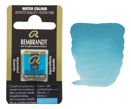 Aquarela Talens Rembrandt H Pan 586 Cobalt Turquoise Blue S3