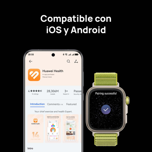 Huawei Watch Fit4 Pro Smartwatch Gps,golf,análisis Ecg,verde Gris Oscuro Verde Verde Gris