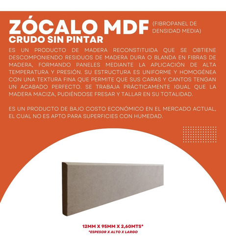 Zócalo Arquiplast Ag Az 95 9.5cm Fibrofácil Para Pintar