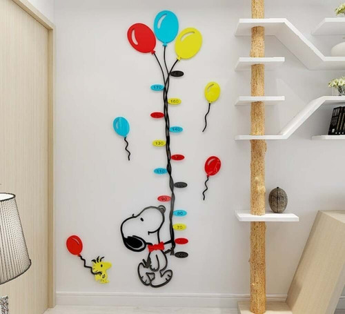 Snoopy Adhesivos Grandes De Pared Acrílico 3d Dia Del Niño