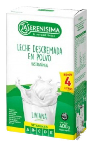 Leche En Polvo Descremada  La Serenísima De 400g, Pack 3u