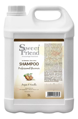 Shampoo Pet Shop Profissional Sweet Friend Argan Vanilla 5l