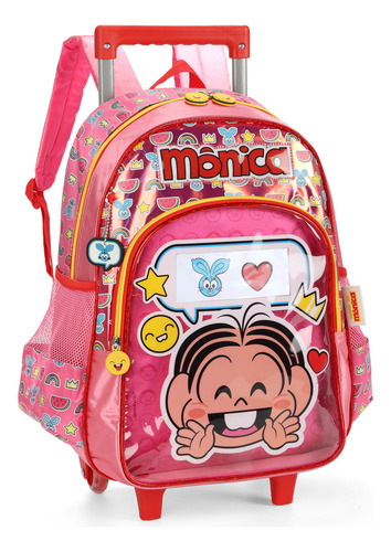 Mochila De Rodinhas G Infantil Escolar Turma Da Mônica Rosa