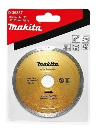 Disco Diamantado Makita Amoladora 115 Mm Cont D-36837