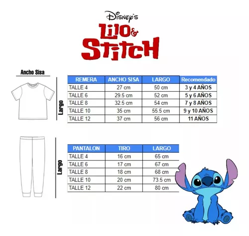 Pijama Niña Manga Corta Stitch Disney Licencia Oficial