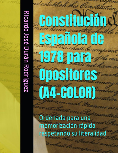 Libro: Constitución Española De 1978 Para Opositores Para Su