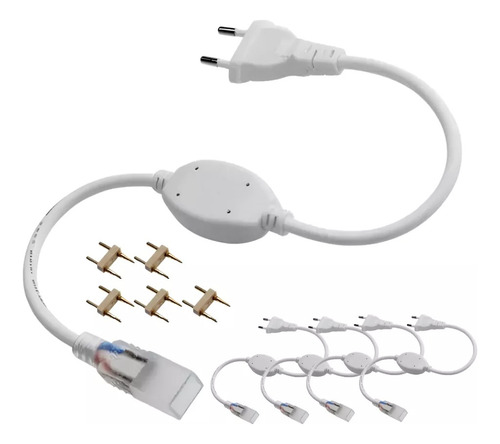 5 Conector Plug Tomada Fonte Mangueira Led 5050 Chata Bivolt