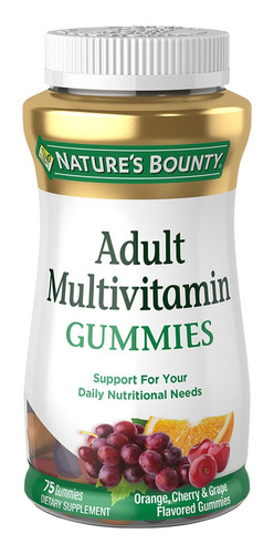 Suplemento En Gomitas Nature's Bounty Adult Multivitamin Vitaminas Sabor Naranja, Cereza Y Uva En Pote 75 Un