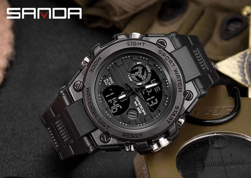 Relógio Masculino Sanda Militar Esportivo Original - Preto