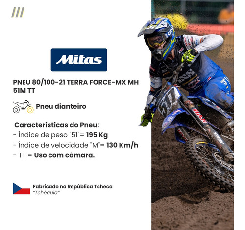 Pneu Crf 250f 80/100-21 + 100/100-18 Mitas Terra Force Mx Ex
