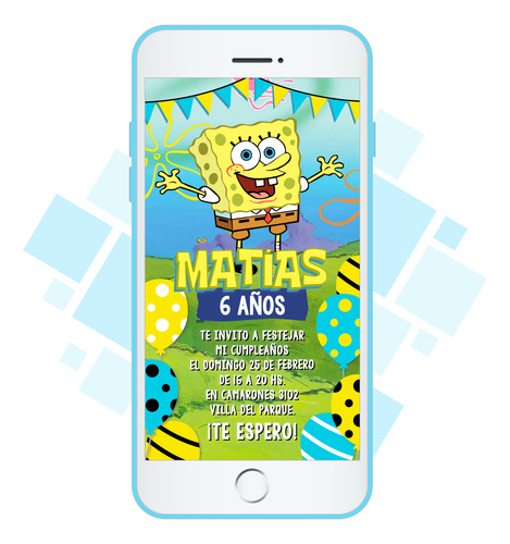Invitación Digital Imagen - Bob Esponja (modelo 1)