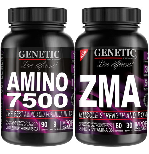 Magnesio Zinc B6 Aminos Esenciales Zma + Amino 7500 Genetic